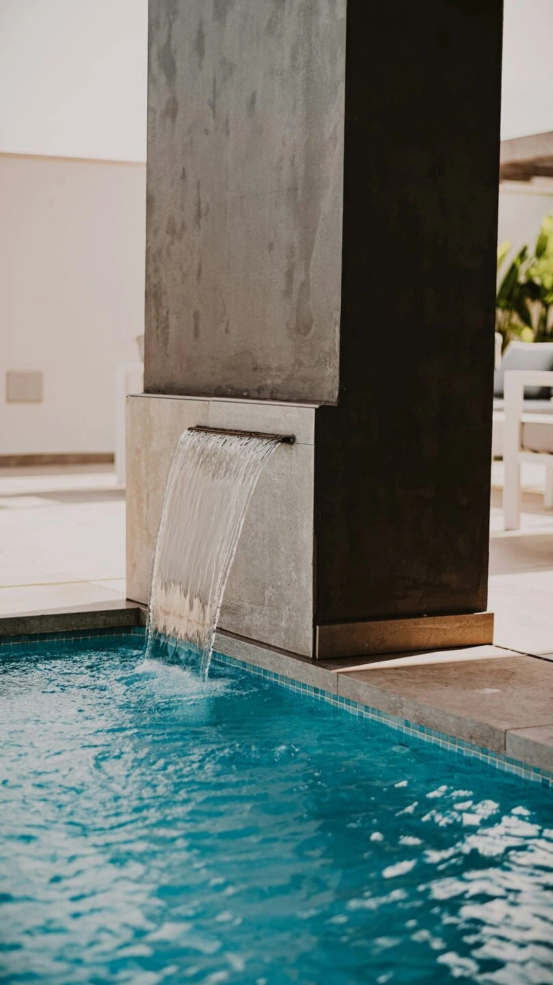 waterfall in pool