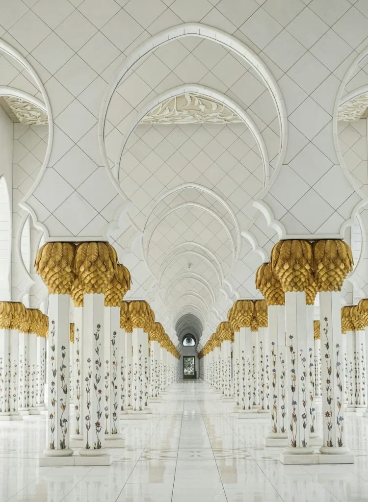 white and gold building interiors